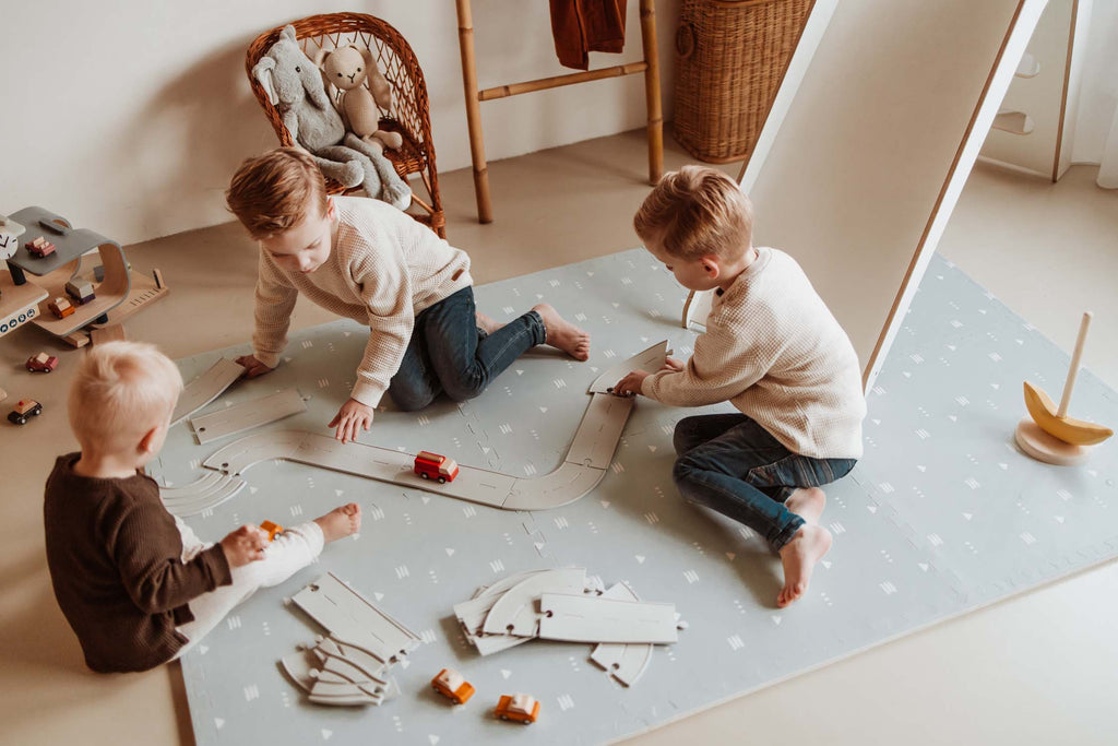Play And Go EEVAA 2-In-1 Speeltapijt Puzzelmat & Opbergbox | Road 120x180cm