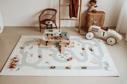 Play And Go EEVAA 2-In-1 Speeltapijt Puzzelmat & Opbergbox | Road 120x180cm