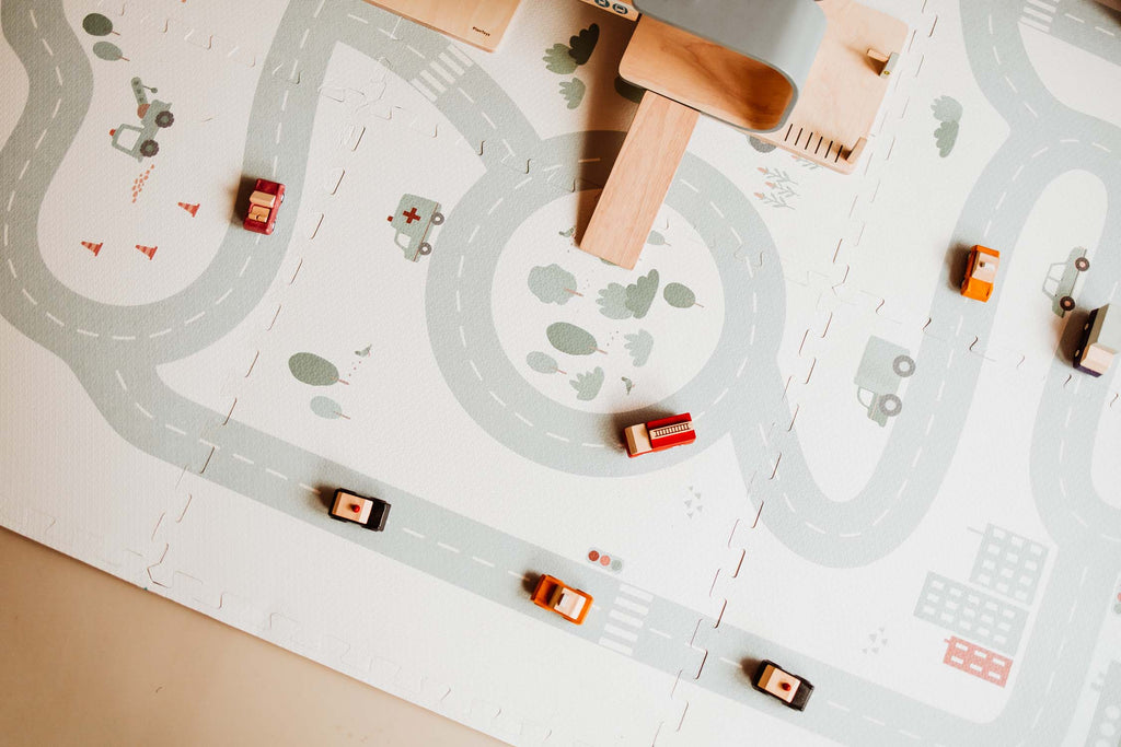 Play And Go EEVAA 2-In-1 Speeltapijt Puzzelmat & Opbergbox | Road 120x180cm
