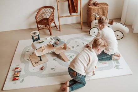 Play And Go EEVAA 2-In-1 Speeltapijt Puzzelmat & Opbergbox | Road 120x180cm