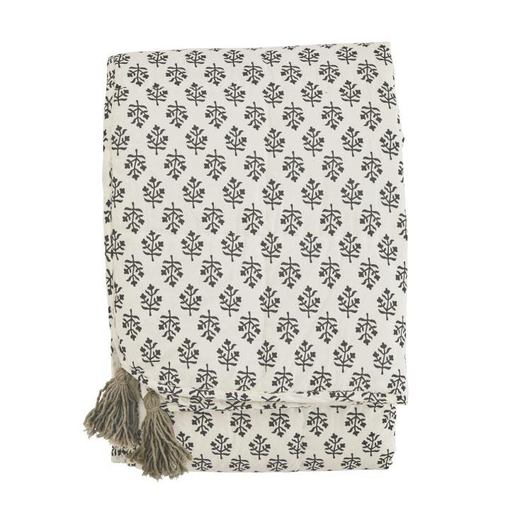 * Madam Stoltz Plaid met Tassels | Khaki/ Offwhite