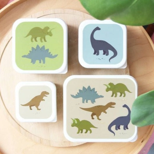 A Little Lovely Company Lunch & Snack Box Set met Dinosaurussen-print, complete set