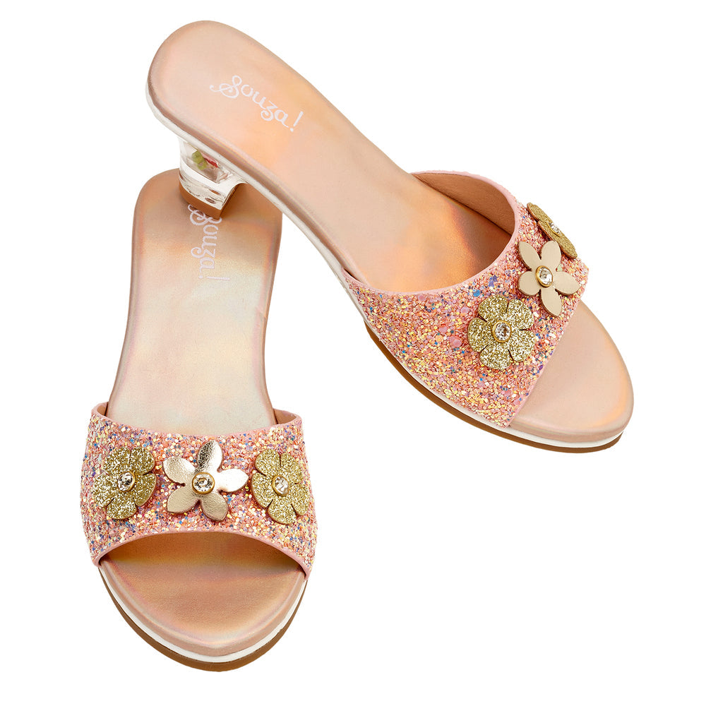 Souza Clarisse verkleedmuiltjes met hakje in zalm metallic, schoenmaat 24/25